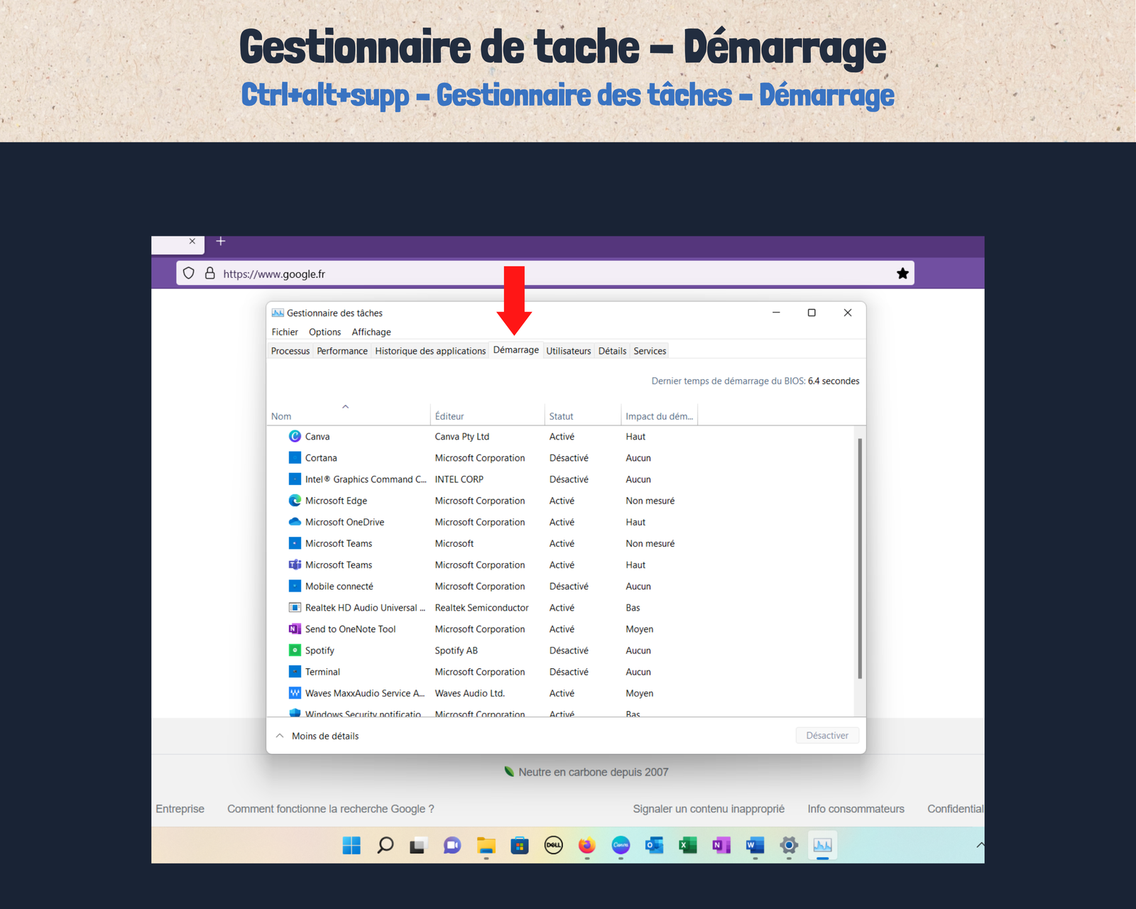 Gestionnaire de tache - Démarage Logiciel au démarrage de l'ordinateur