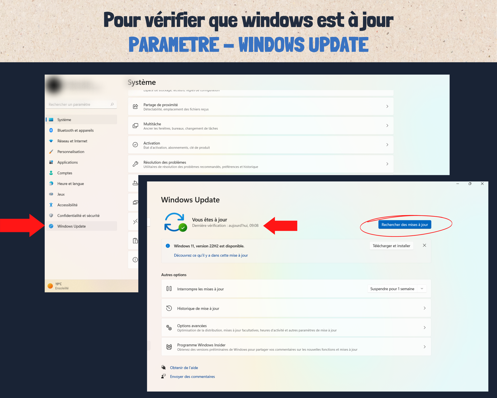 PARAMETRE - WINDOWS UPDATE Paramètres windows update